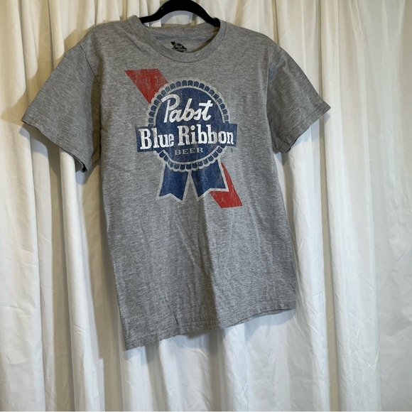 Pabst Blue ribbon men’s size small short sleeve gray  T-shirt - Picture 1 of 4